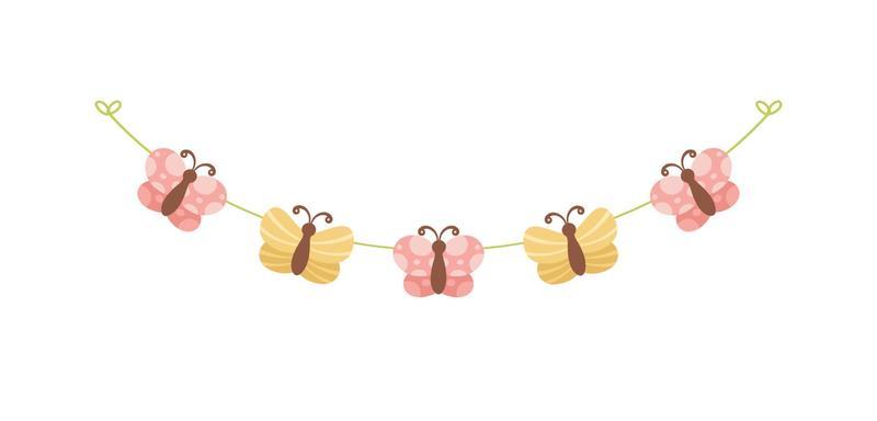 Cute Butterfly Garland, Spring Summer Nature Design Element