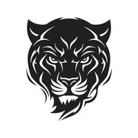 panther head, logo concept black and white color, hand drawn illustration vector