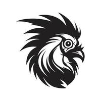 rooster, logo concept black and white color, hand drawn illustration vector