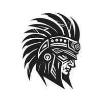 warrior, logo concept black and white color, hand drawn illustration vector