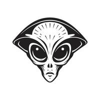 extraterrestre, logo concepto negro y blanco color, mano dibujado ilustración vector