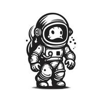 astronaut, logo concept black and white color, hand drawn illustration vector