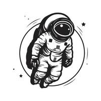 astronaut, logo concept black and white color, hand drawn illustration vector