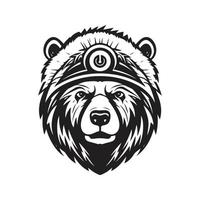 bear indian, logo concept black and white color, hand drawn illustration vector