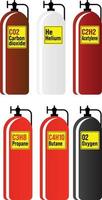 Different types of welders gas cylinders vector illustrations