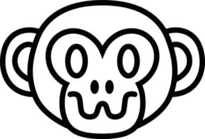 Crazy Monkey face icon black and white line style vector clip art
