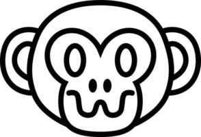 Crazy Monkey face icon black and white line style vector clip art