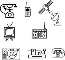 TelecommuTelecommunication methods set of Telecommunicate icons simple vector style black and white illustrationnication methods , set of Telecommunicate icons simple vector style black and white