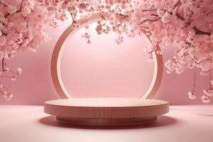 japanese style architect podium background.for branding and product presentation. photo