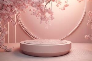 japanese style architect podium background.for branding and product presentation. photo
