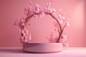 japanese style architect podium background.for branding and product presentation. photo