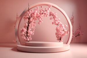 japanese style architect podium background.for branding and product presentation. photo