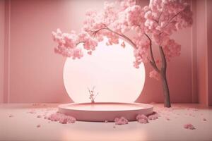 japanese style architect podium background.for branding and product presentation. photo