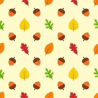 Seamless pattern with acorns and autumn leaves. vector