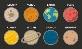 Cartoon solar system vector planets.