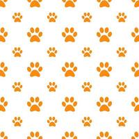 Orange seamless pattern with white paws. vector