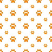 Orange seamless pattern with white paws. vector