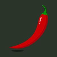 Red hot natural pepper, isolated image with shadow vector illustration.