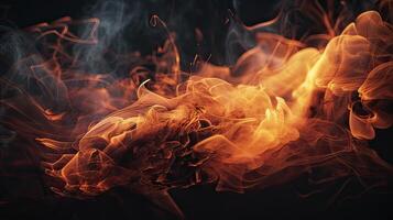 Fire flames texture on isolated black background. Perfect texture overlays for copy space. photo