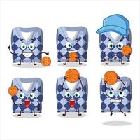 talentoso azul colegio chaleco dibujos animados personaje como un baloncesto atleta vector