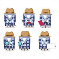 Detective blue school vest cute cartoon character holding magnifying glass vector