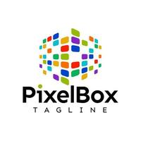 Modern digital pixel box logo design. Colorful dynamic abstract pixel cube logo. vector