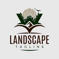 Nature landscape initial W label logo design. Vintage pine forest letter W logo. vector