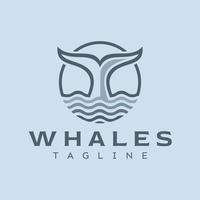 Minimalist whale fin line logo design. Modern geometric orca whale logo branding. vector