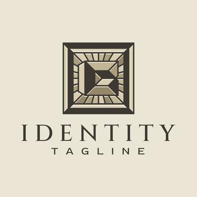 Elegance line square letter C logo design. Geometric deco initial C logo brand.