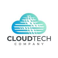 Modern digital cloud technology logo design. Pixel line cloud server logo brand. vector