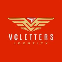 Luxury line wing initial V C VC logo design. Elegant geometric wing letter VC. vector