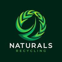 Gradient natural leaf recycle logo design. Modern renewal plant organic logo. vector