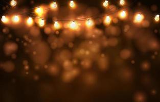 Gold Fairy Light with Bokeh Background vector