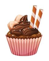 Chocolate cupcake vector isolated on white background. Cupcake cartoon illustration