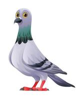 Cute pigeon bird cartoon illustration isolated on white background vector