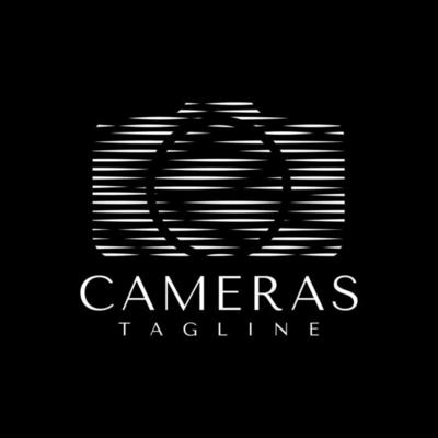 Minimalist sharp line camera logo design. Luxury abstract photography logo brand.