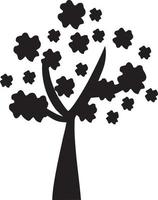 Tree icon symbol image vector, illustration of the tree botany in black image vector