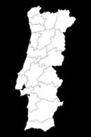 Portugal mapa con distritos vector ilustración.