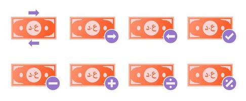 Iraqi Dinar Money Transaction Icon Set vector