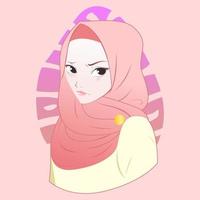 musulmán islámico hijab linda niña vector plano ilustración diseño