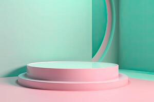 products display 3d background podium scene with shape geometric platform. background vector 3d rendering with podium. display to show cosmetic products. photo