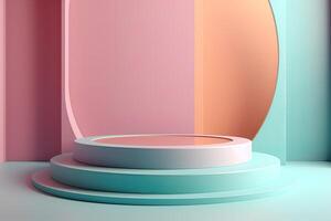 products display 3d background podium scene with shape geometric platform. background vector 3d rendering with podium. display to show cosmetic products. photo