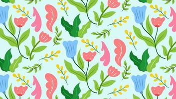 Organic Flat colorful Floral Background of Seamless pattern design for paper, cover, fabric, pacing and other. vector