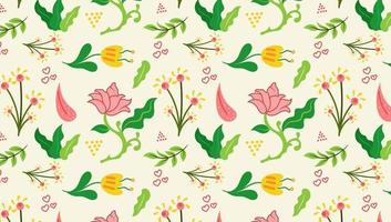 Organic Flat colorful Floral Background of Seamless pattern design for paper, cover, fabric, pacing and other. vector