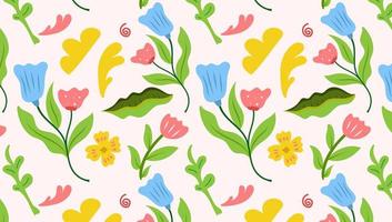 Organic Flat colorful Floral Background of Seamless pattern design for paper, cover, fabric, pacing and other. vector