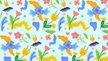 Organic Flat colorful Floral Background of Seamless pattern design for paper, cover, fabric, pacing and other. vector