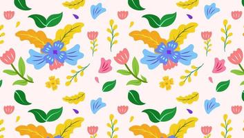 Organic Flat colorful Floral Background of Seamless pattern design for paper, cover, fabric, pacing and other. vector