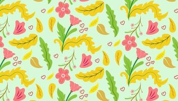 Organic Flat colorful Floral Background of Seamless pattern design for paper, cover, fabric, pacing and other. vector