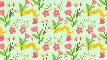 Organic Flat colorful Floral Background of Seamless pattern design for paper, cover, fabric, pacing and other. vector