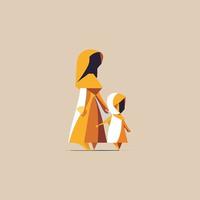 mother and kid abstract vector logo